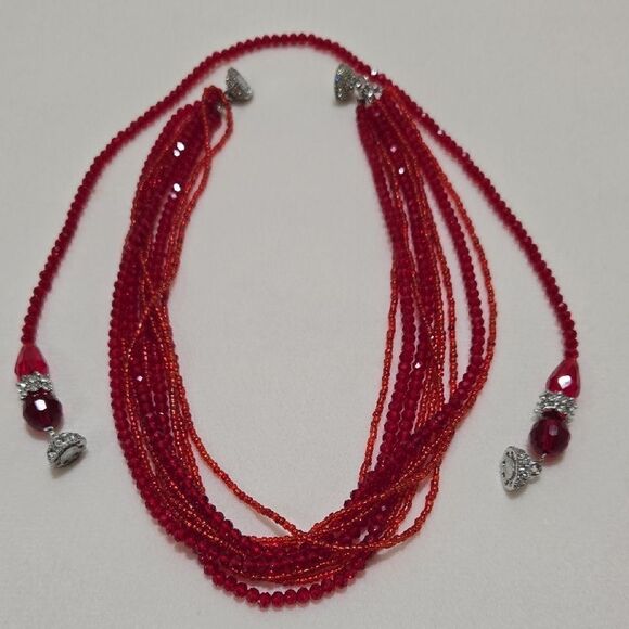 Red Multi-Strand Necklace Set - Picture 1 of 7